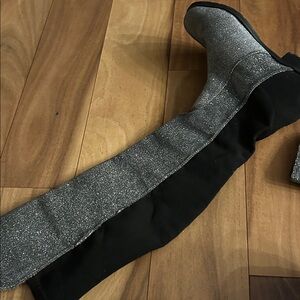 Unisa Glittering Silver and Black Boots size 7